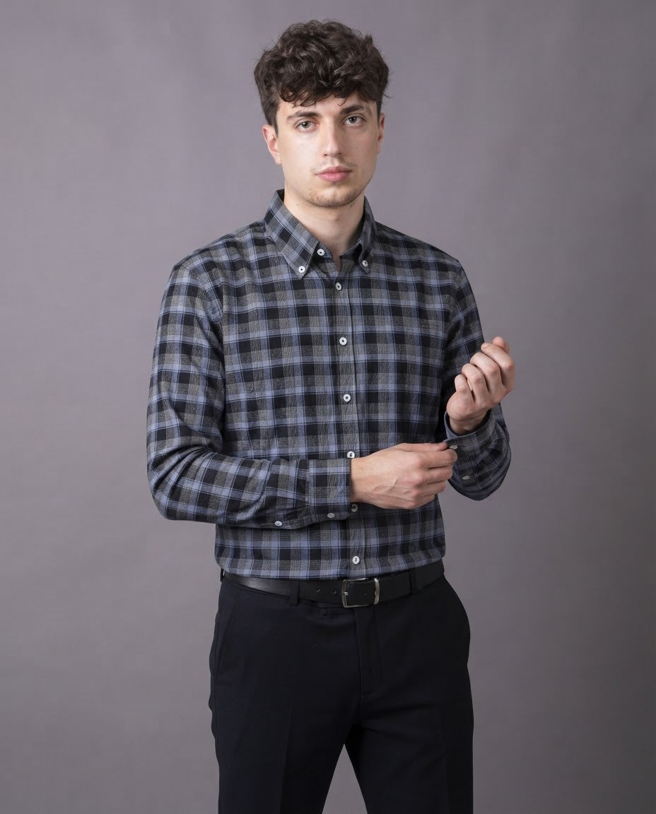Men Plaid Long Sleeves Casual Shirt