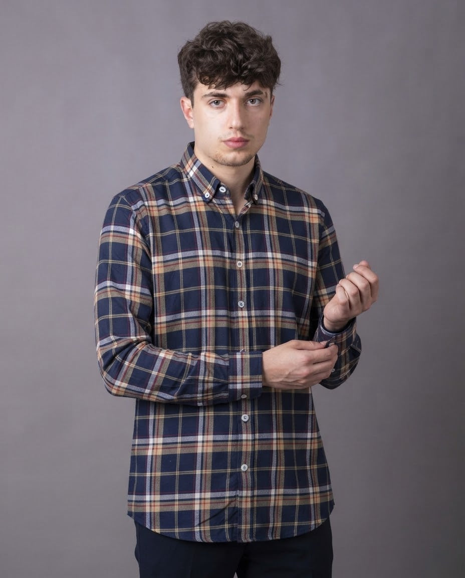 Men Plaid Long Sleeves Casual Shirt