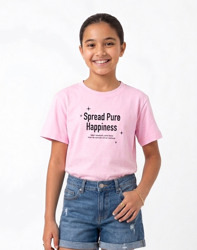 Girls Printed Half Sleeves T-shirt