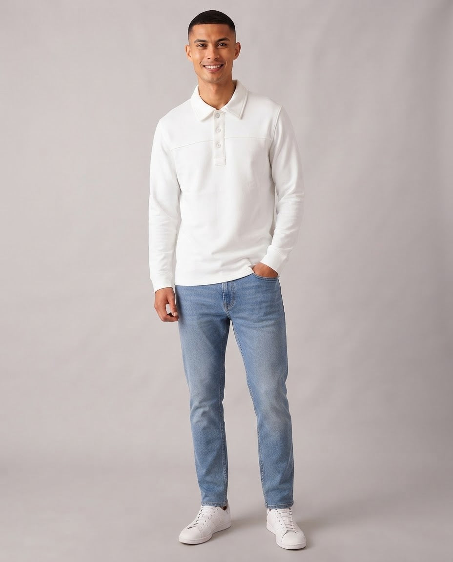 Men Plain Long Sleeves Polo T-shirt