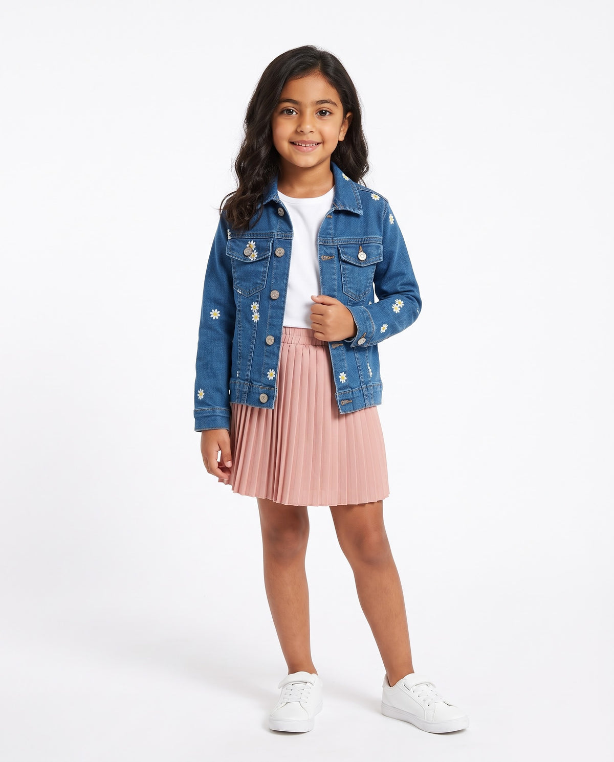 Girls Embroidered Flowers Jeans Pant