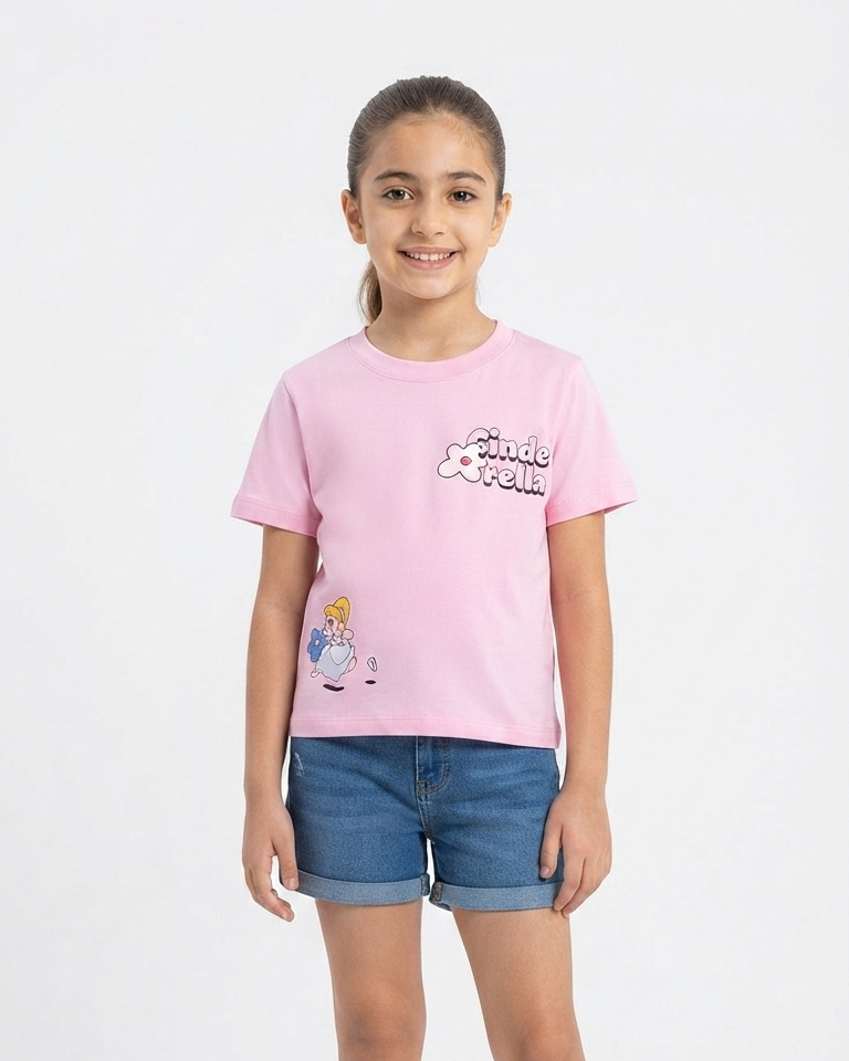Girls Printed Half Sleeves T-shirt