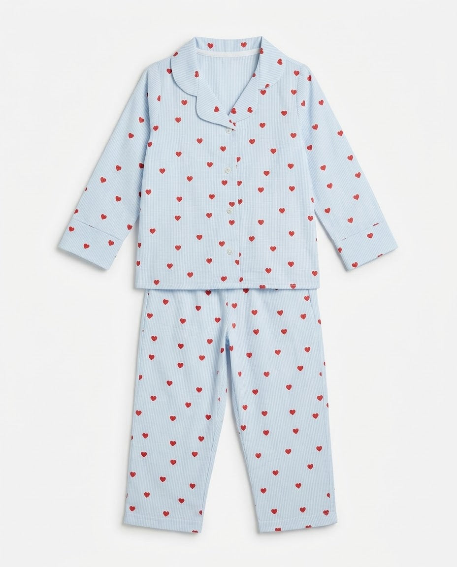 Girls Printed Pyjama W/Buttons