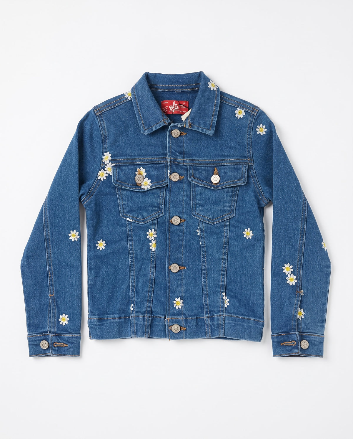 Girls Embroidered Flowers Jeans Pant