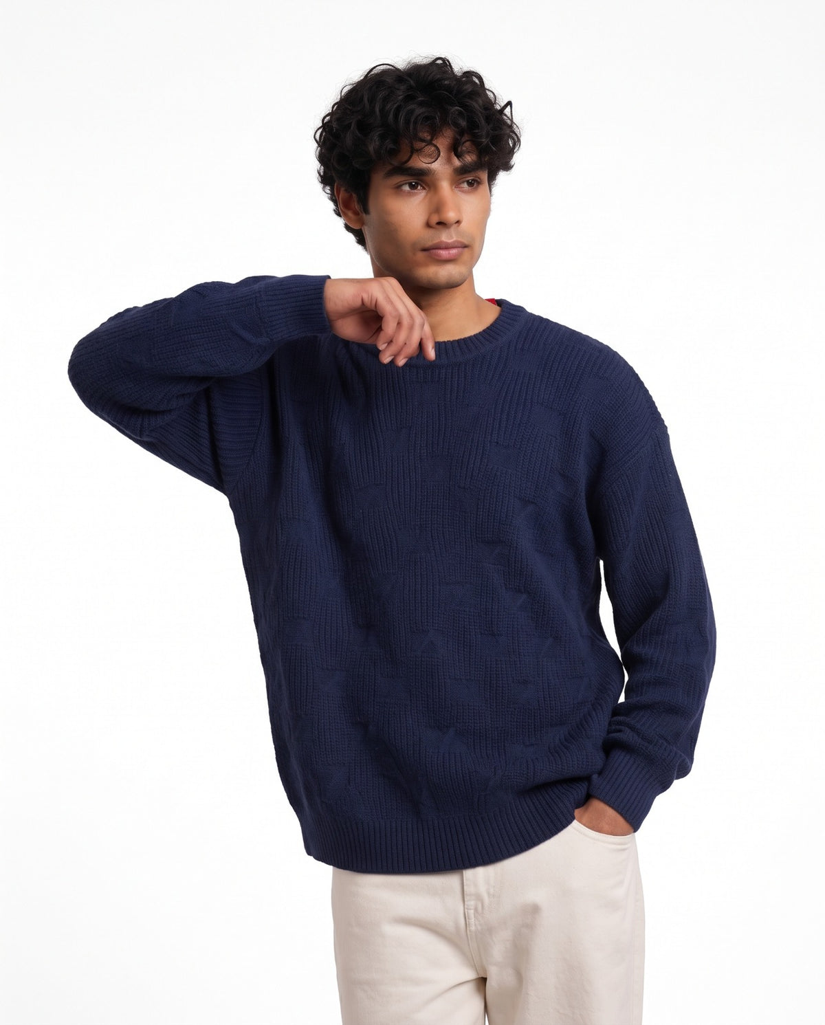 Men Jaqured Mohair Pullover