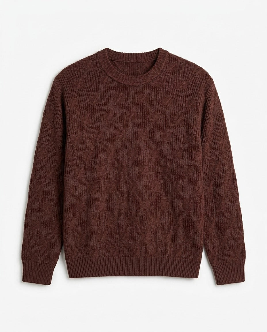 Men Jaqured Mohair Pullover
