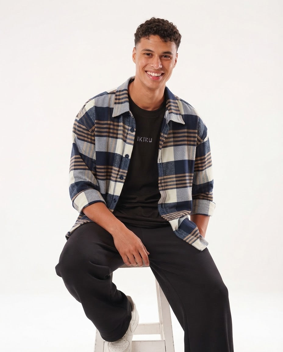 Men Plaid Long Sleeves Over Shirt