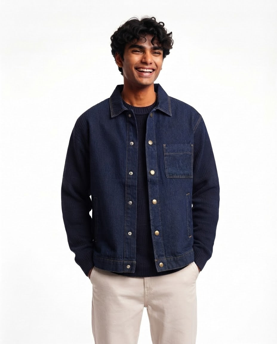 Men Jeans Jacket W/2Pocket