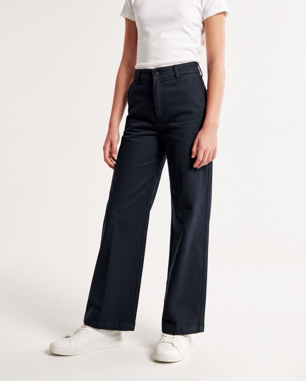 Women Plain Wide Leg Gabardine Pant